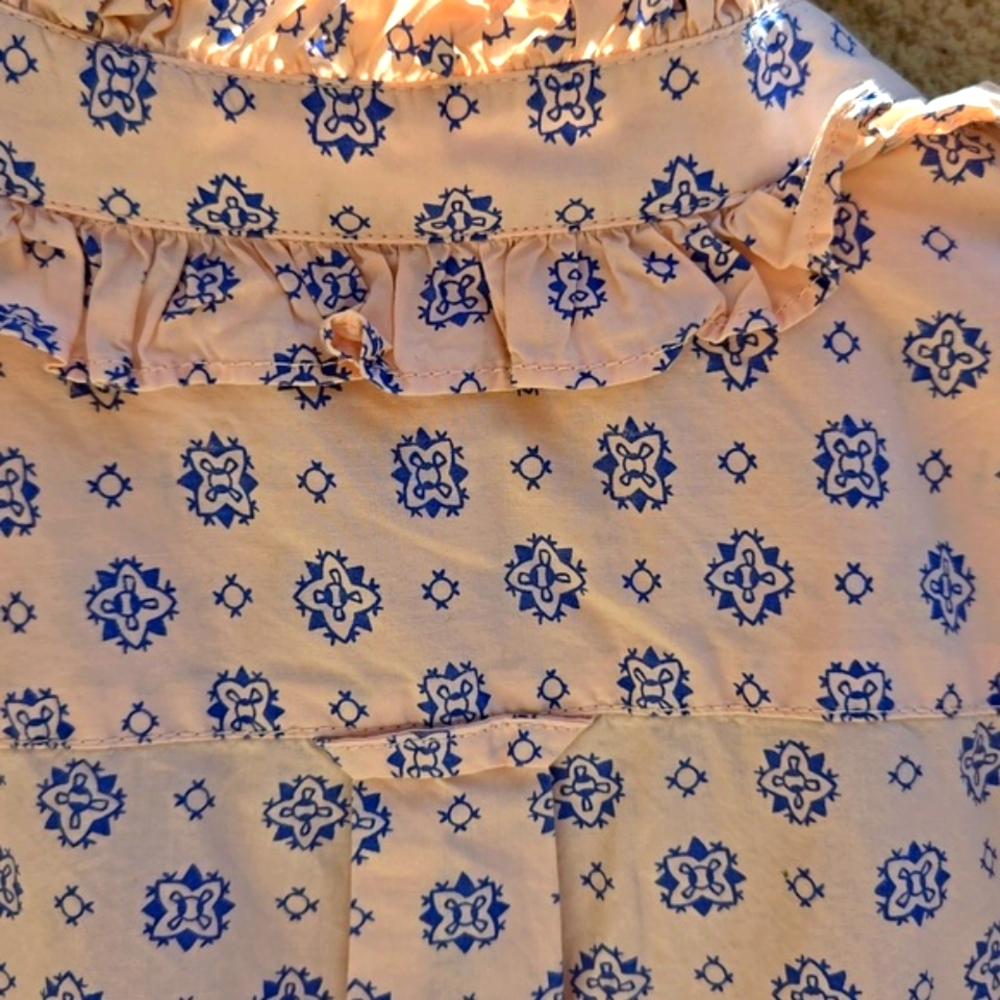 J. Crew Classic Pink and Blue Medallion Ruffled Shirt - Picture 7 of 10